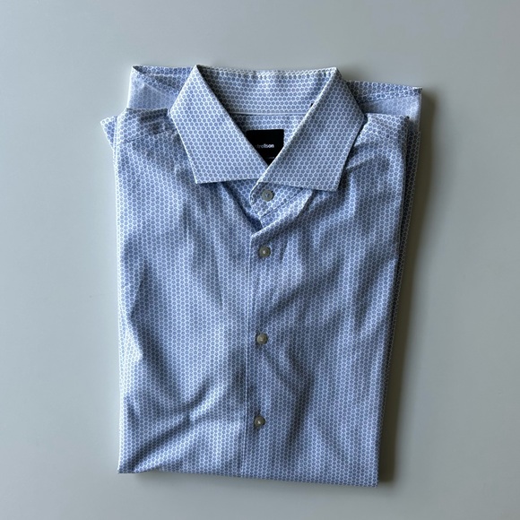 STRELLSON MENS COTTON DRESS SHIRT BLUE/WHITE - Picture 6 of 6